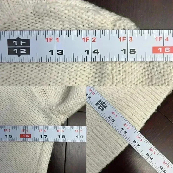 Ricki’s Cable Knit Sweater V-Neck Soft Pullover Fisherman Ivory Cream Small - Picture 14 of 15